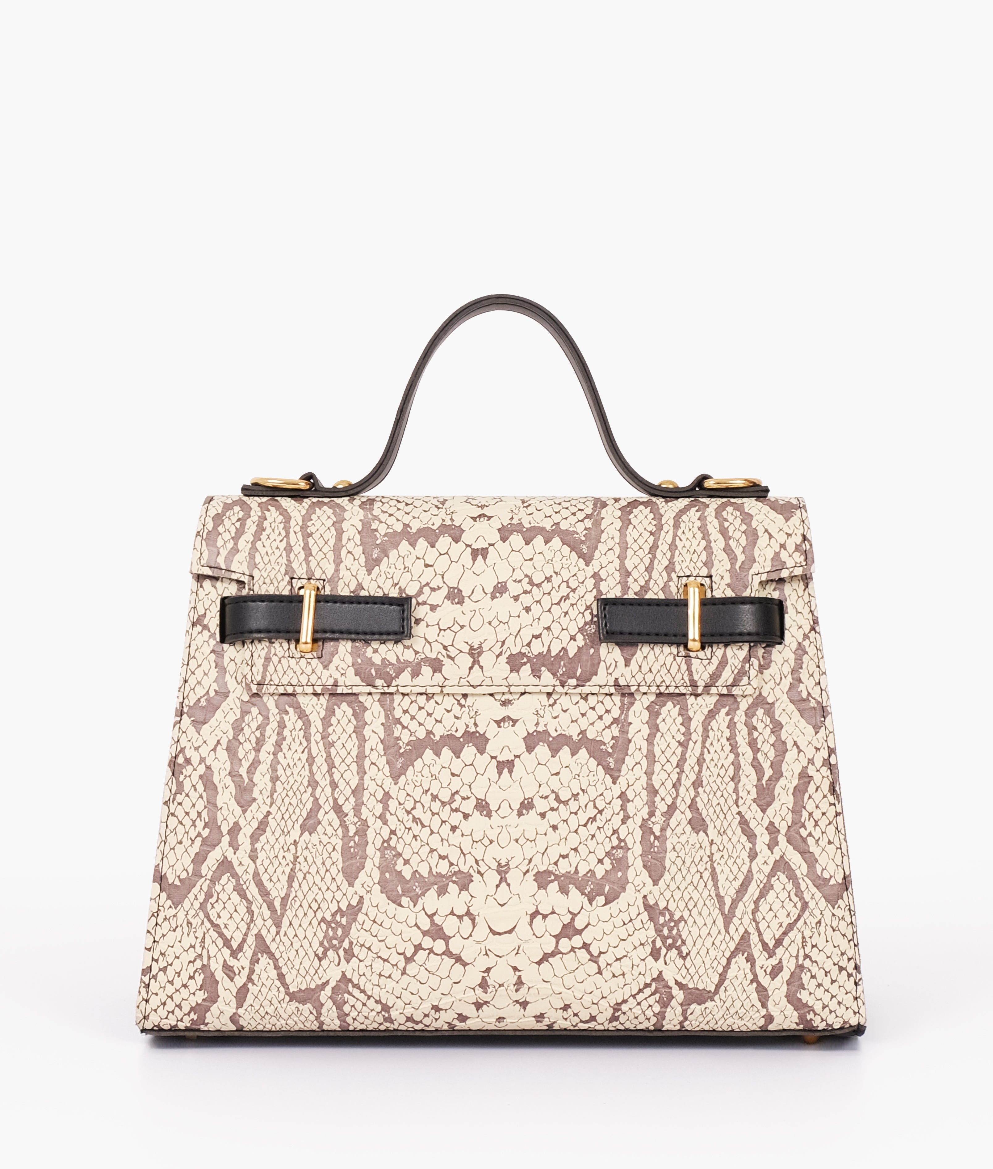 RTW Creation - Black and white crocodile cross-body bag with top-handle