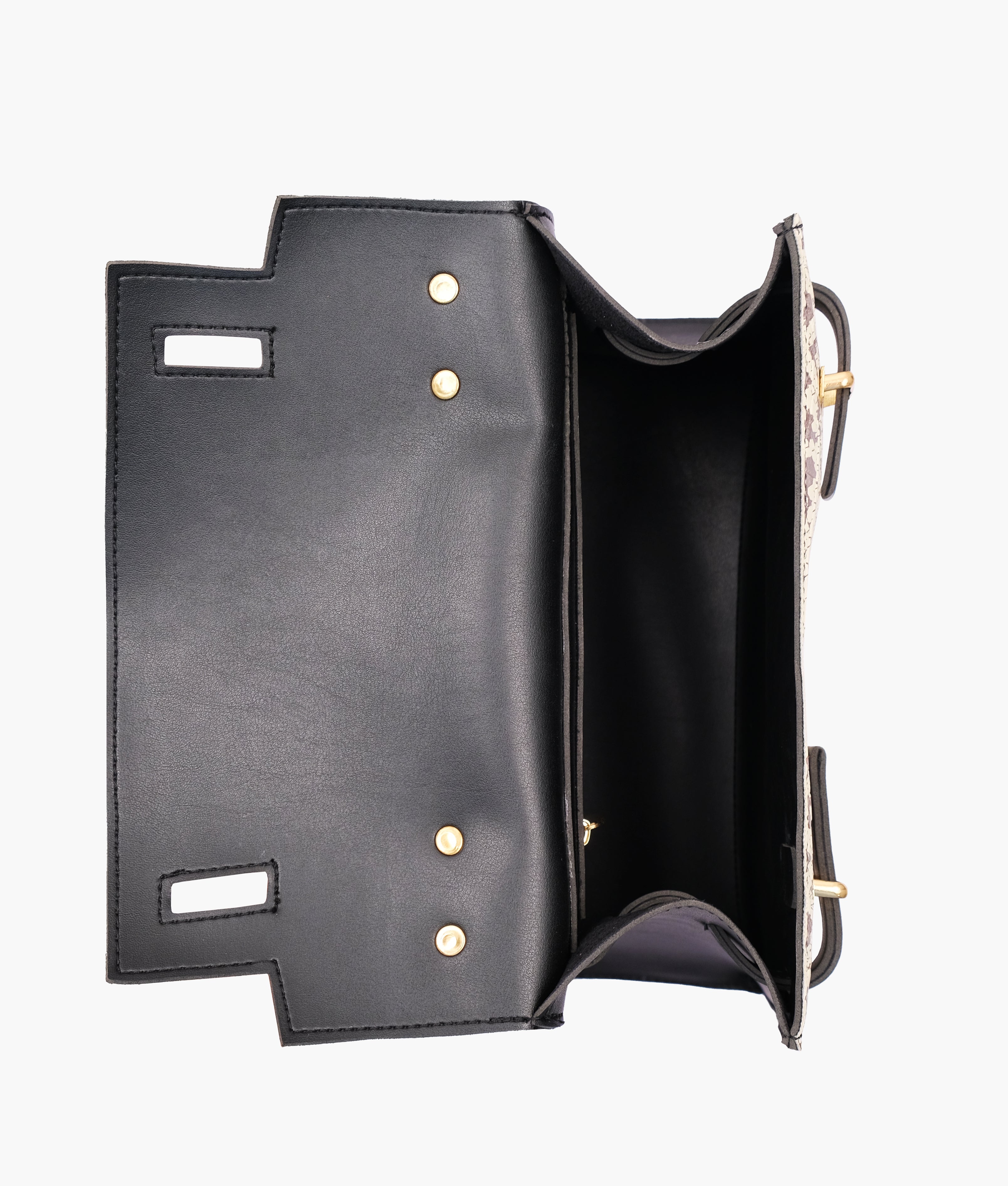 RTW Creation - Black and white crocodile cross-body bag with top-handle