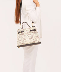 RTW Creation - Black and white crocodile cross-body bag with top-handle