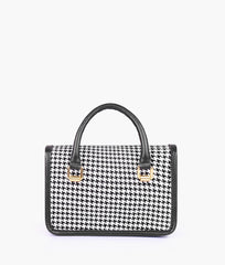 RTW Creation - Black and white houndstooth cross-body with flap