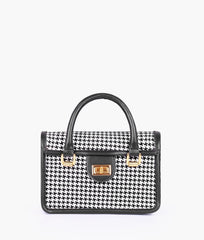 RTW Creation - Black and white houndstooth cross-body with flap