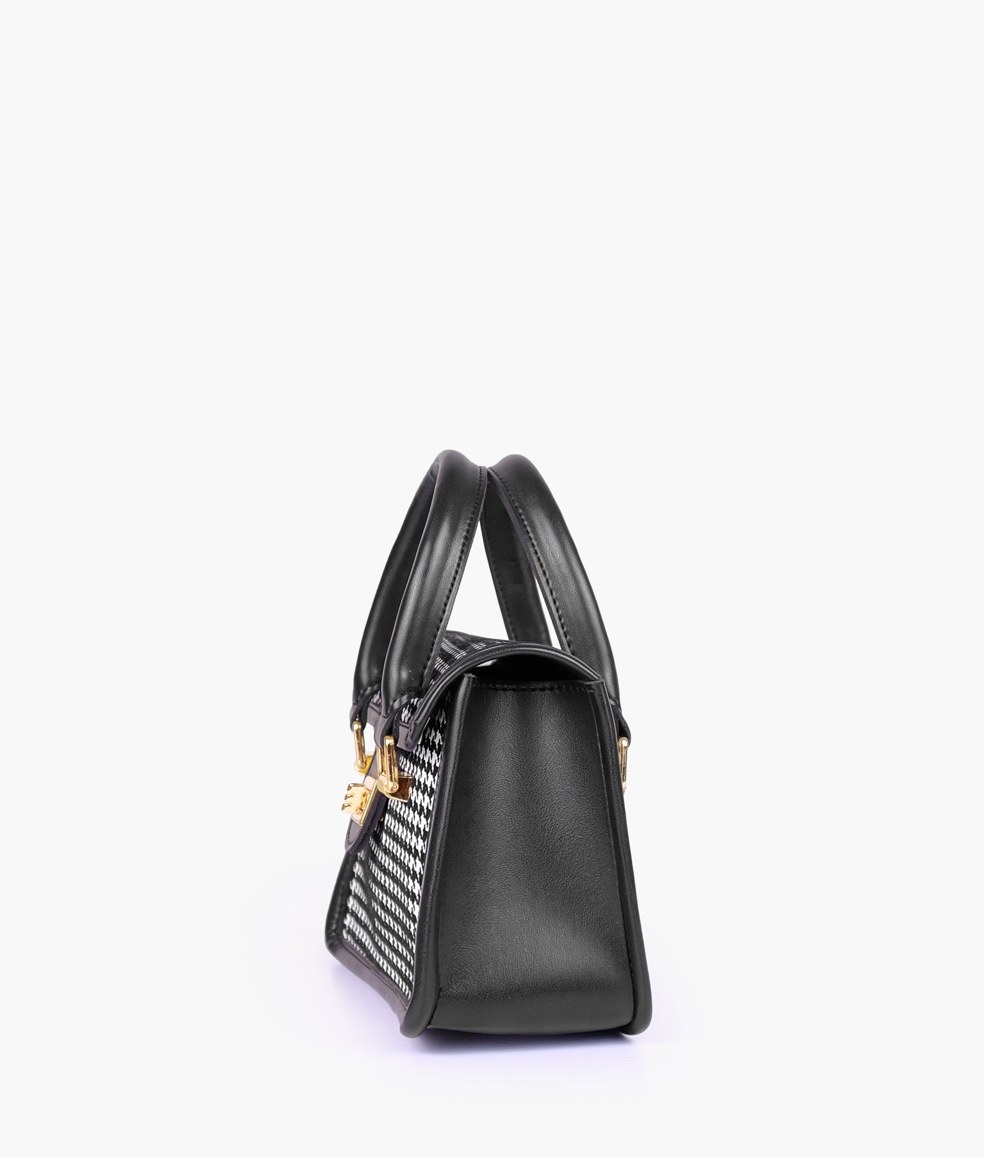RTW Creation - Black and white houndstooth cross-body with flap