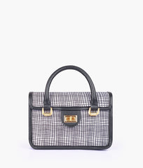 RTW Creation - Black and white patterned cross-body with flap