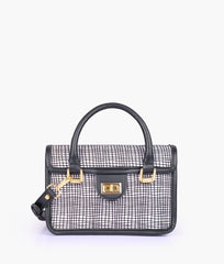 RTW Creation - Black and white patterned cross-body with flap