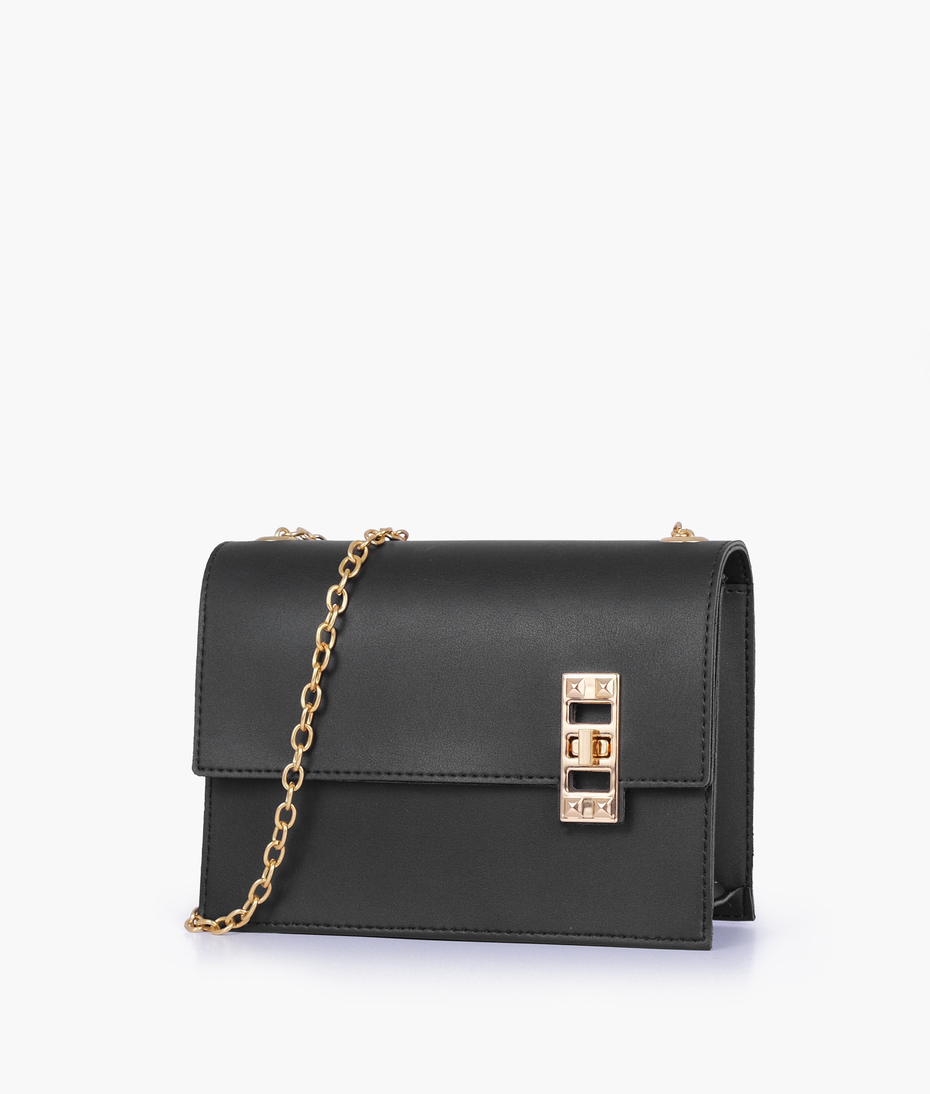 RTW Creation - Black chain shoulder bag with twist lock