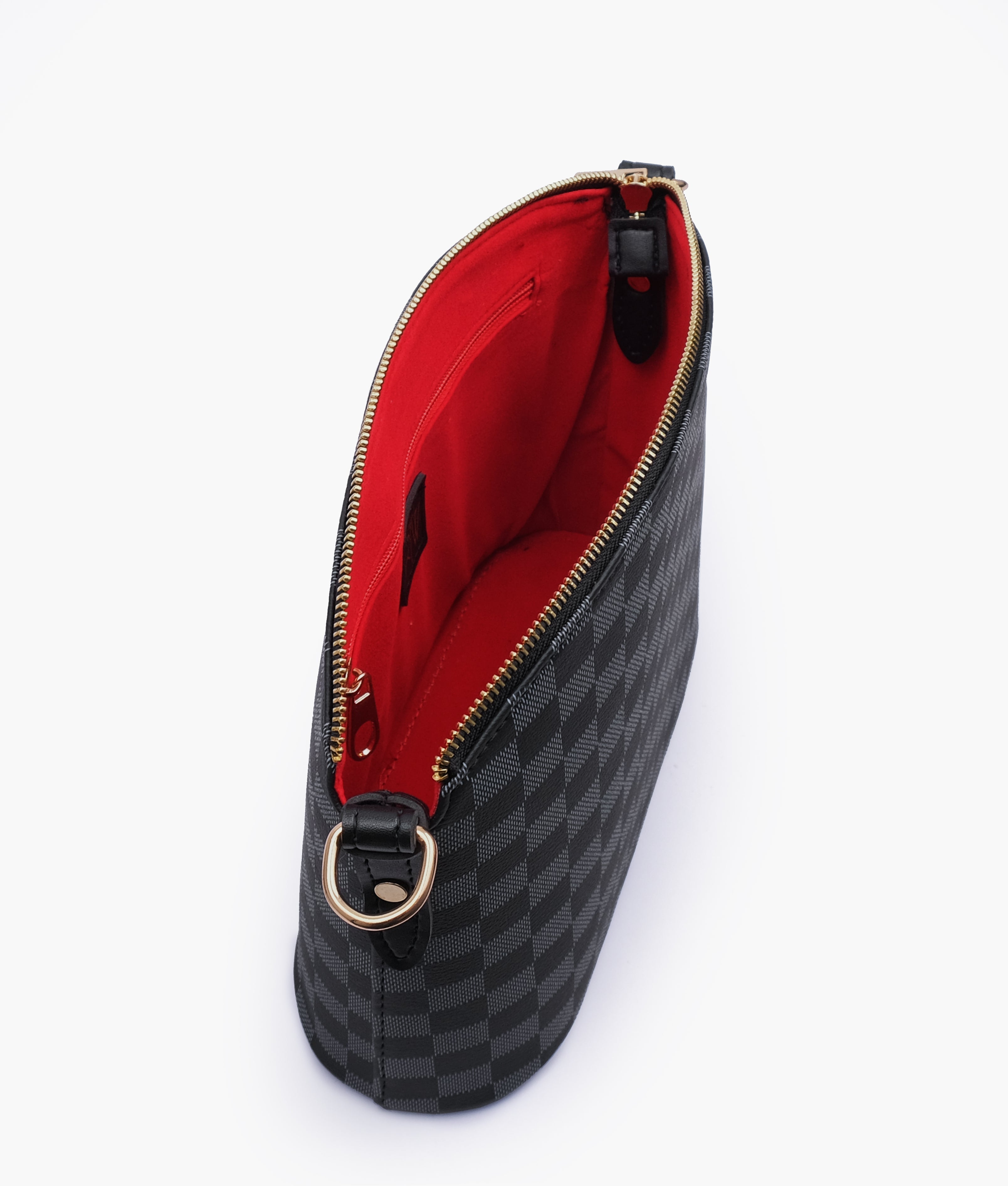 RTW Creation - Black checkered dome cross-body bag