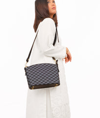 RTW Creation - Black checkered dome cross-body bag