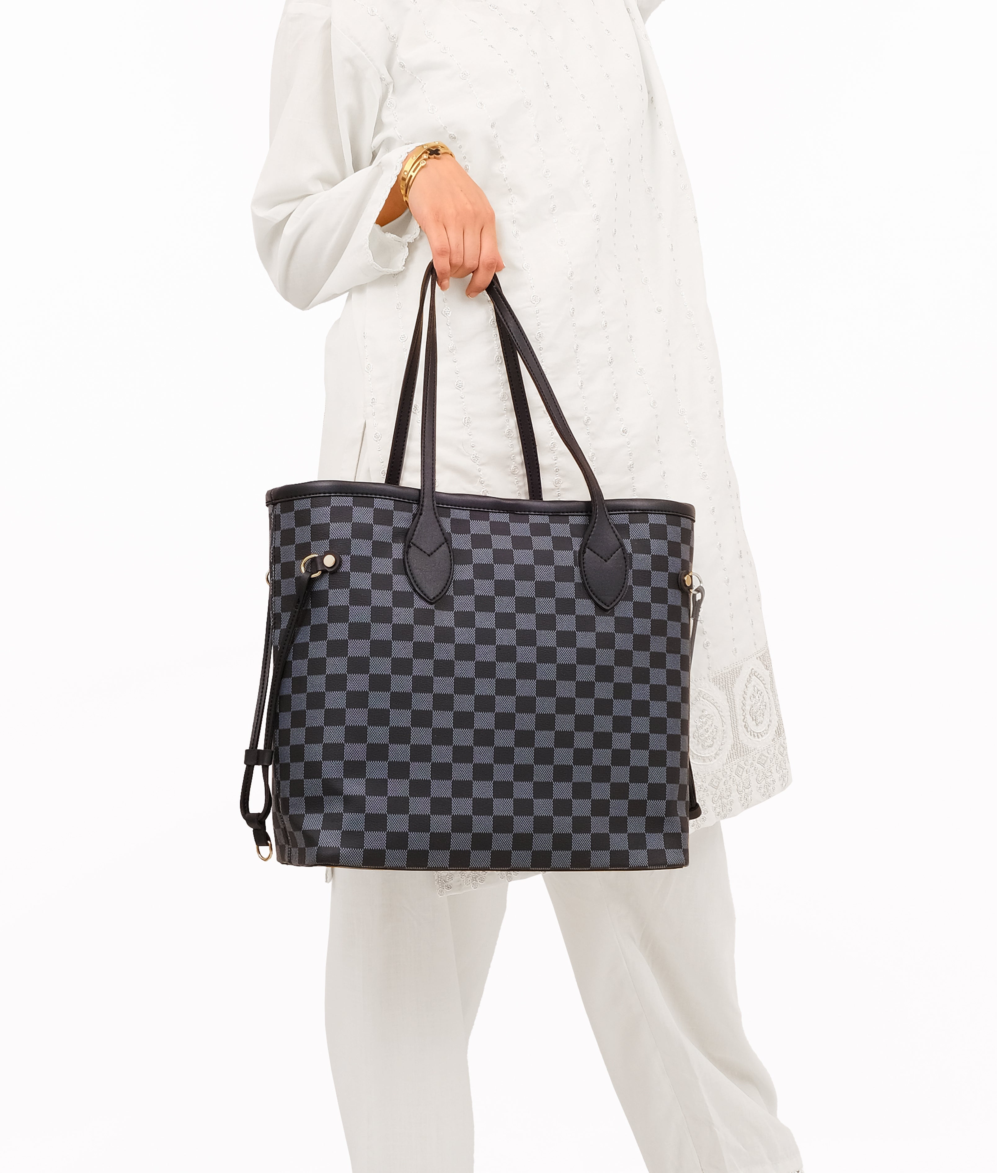 RTW Creation - Black checkered neverfull tote bag