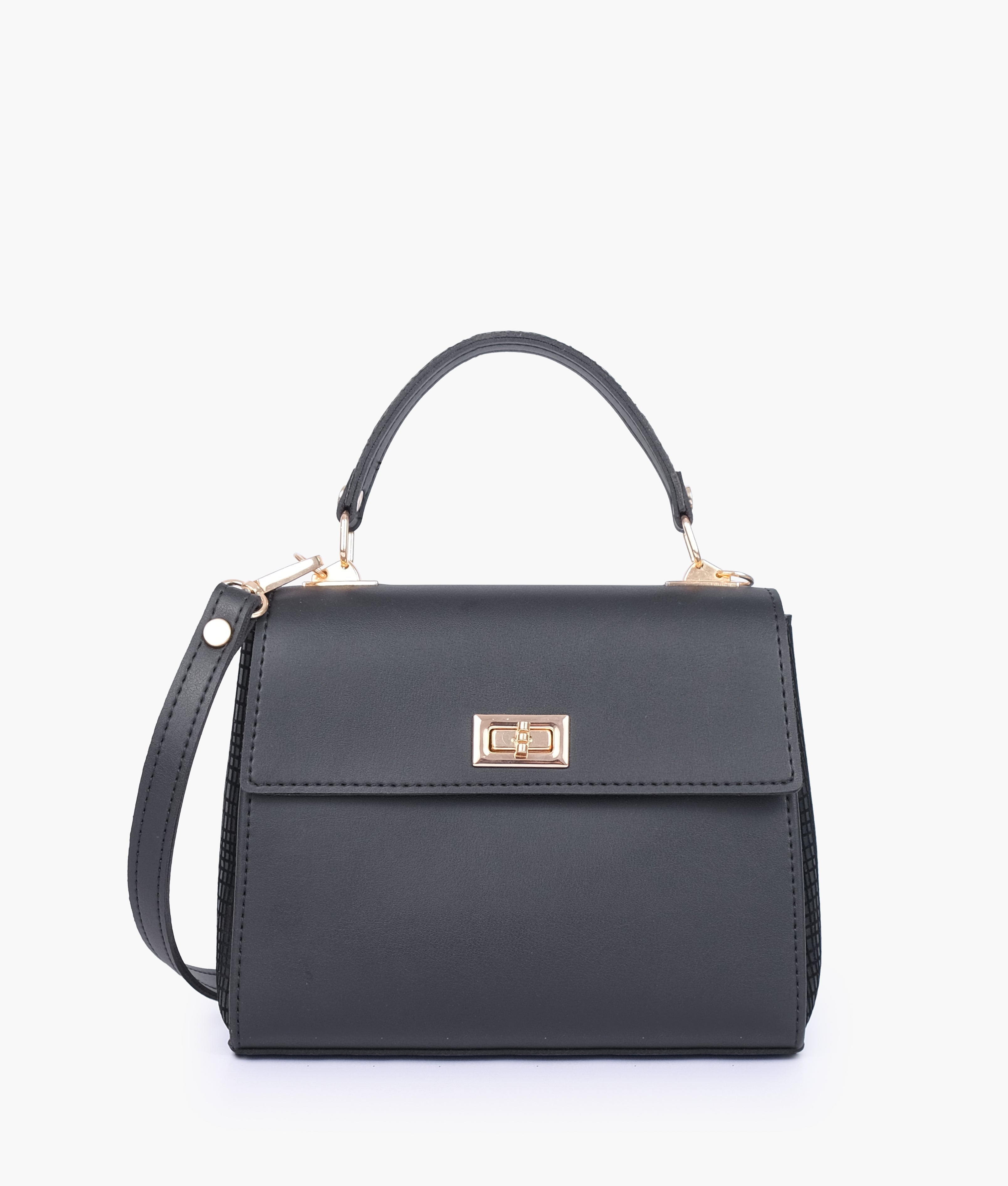 RTW Creation - Black criss-cross top-handle bag
