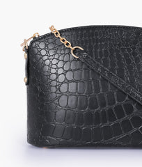 RTW Creation - Black crocodile with chain strap cross-body bag