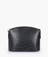 RTW Creation - Black crocodile with chain strap cross-body bag