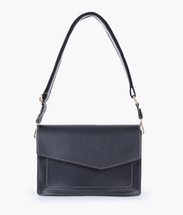 RTW Creation - Black half flap cross-body bag