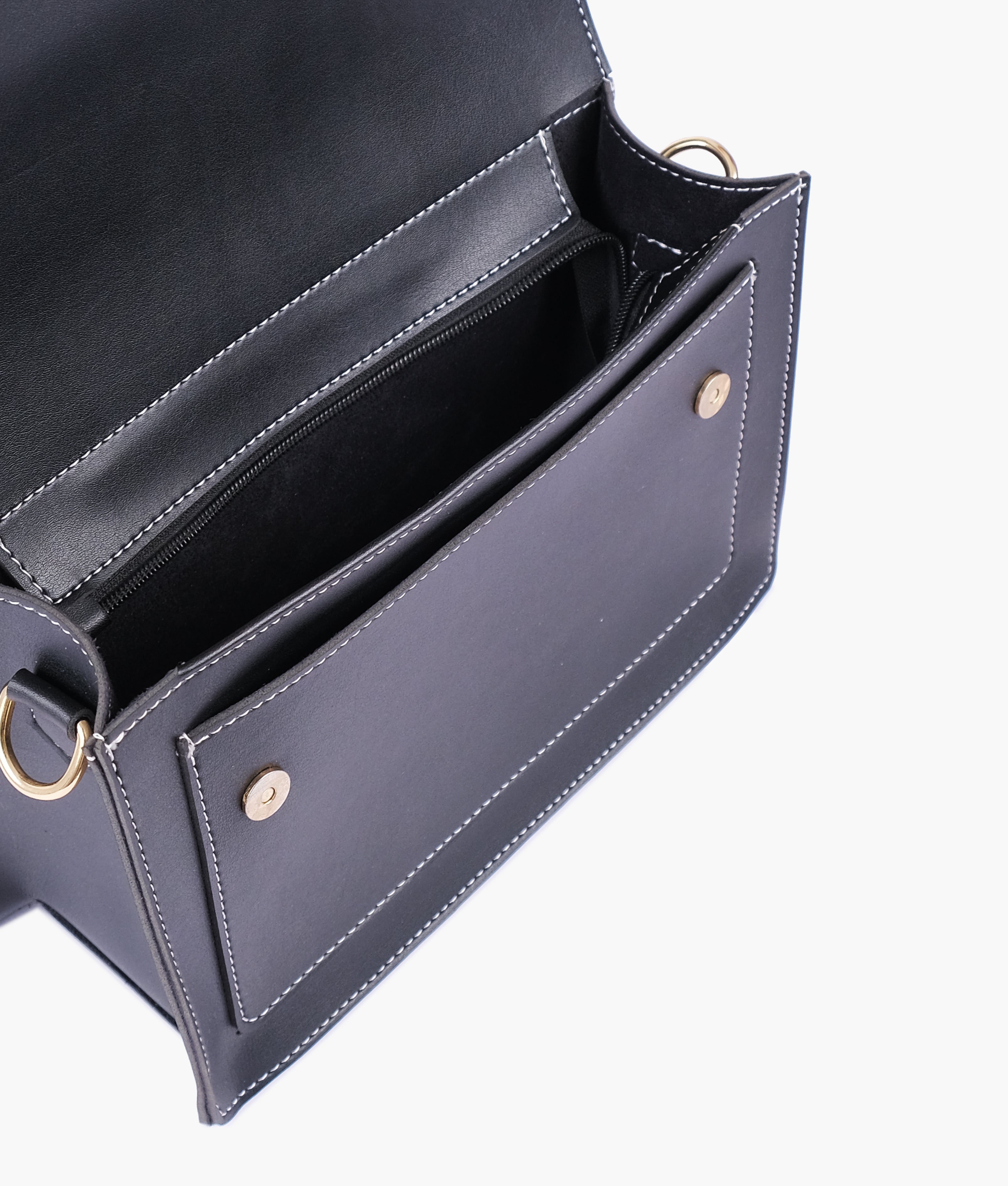 RTW Creation - Black half flap cross-body bag