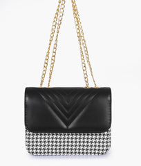 RTW Creation - Black houndstooth chain cross-body bag