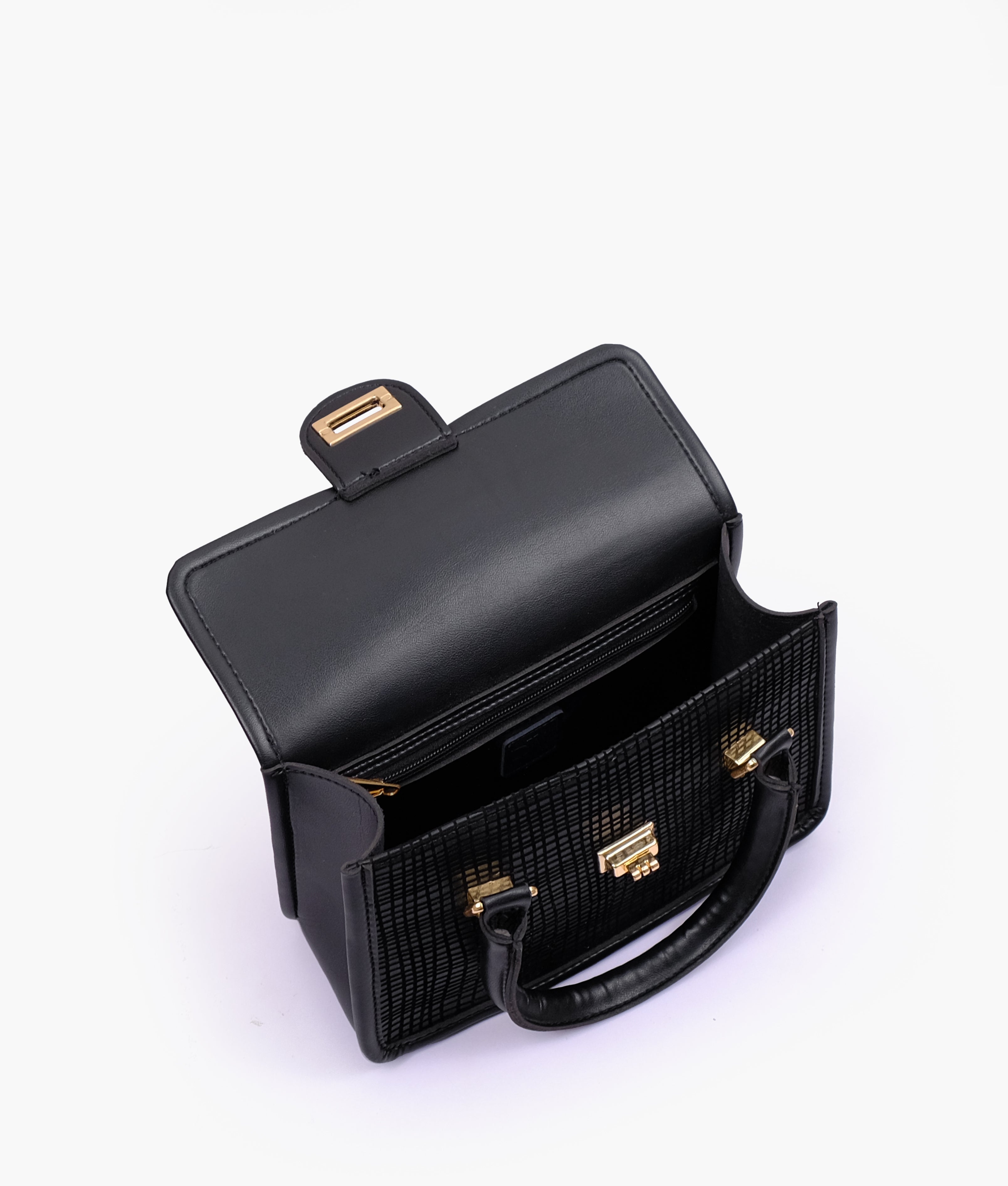RTW Creation - Black patterned cross-body with flap
