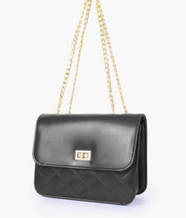 RTW Creation - Black quilted chain cross-body bag
