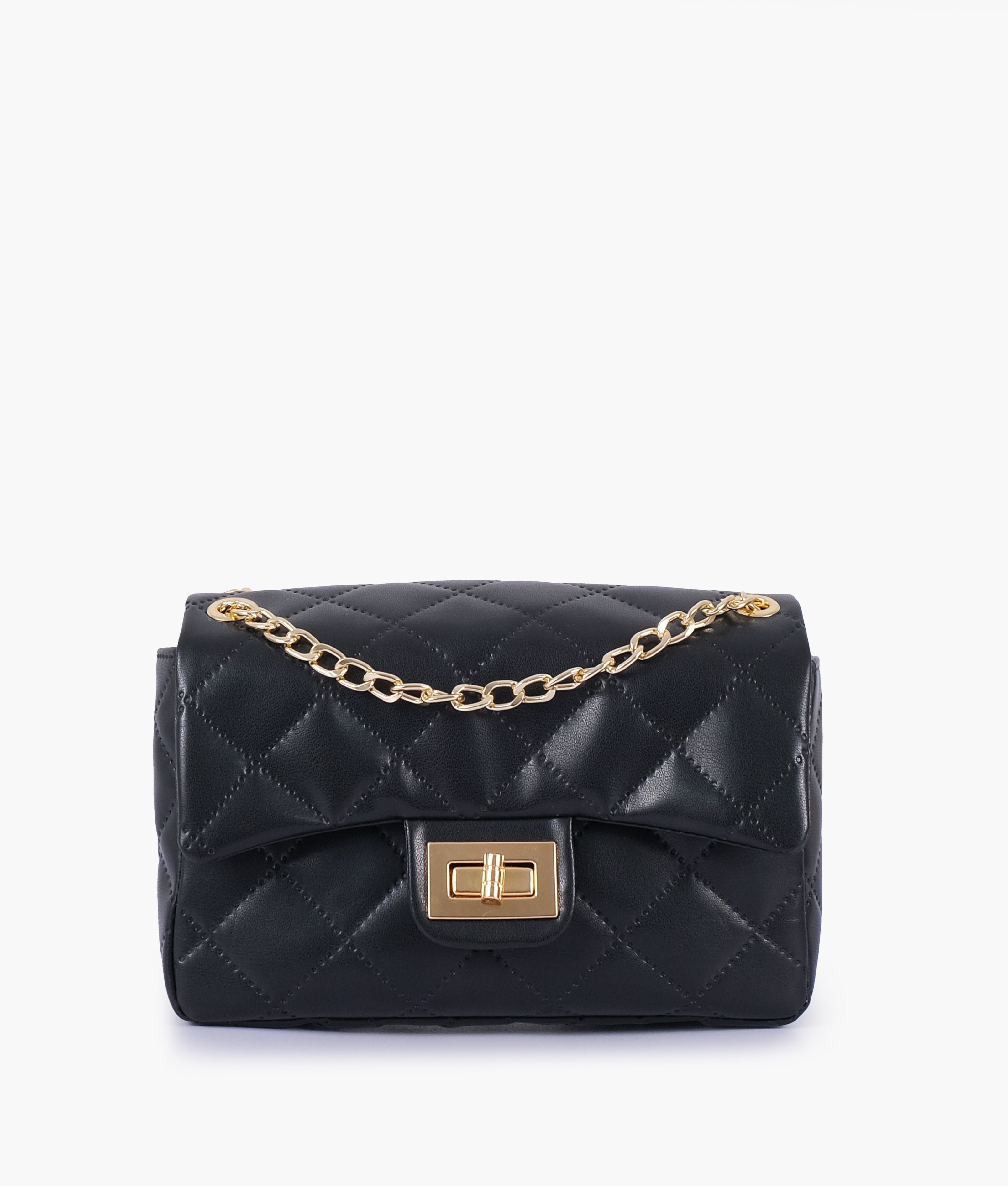 RTW Creation - Black quilted mini bag with chain