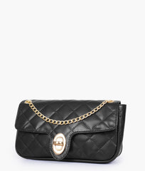 RTW Creation - Black quilted small shoulder bag with chain