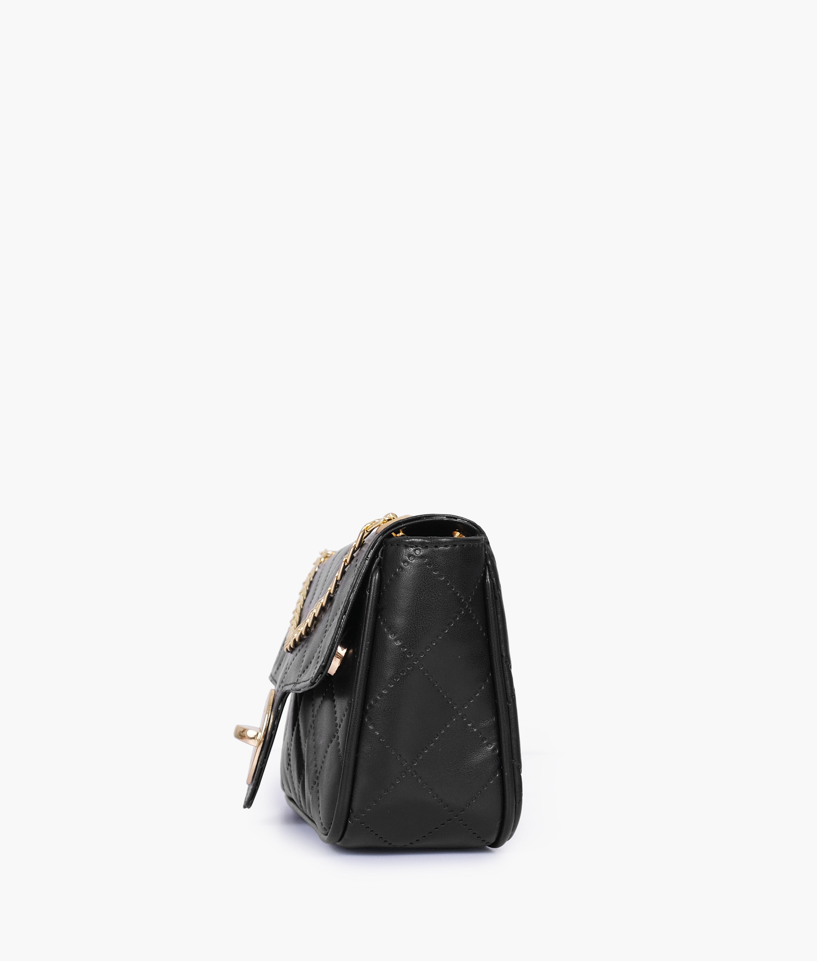 RTW Creation - Black quilted small shoulder bag with chain