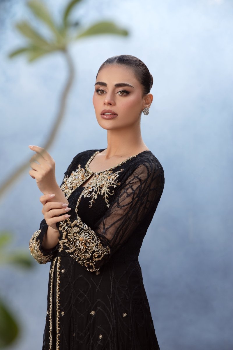 Manahils Stitched Formals K-177-Black Royalty