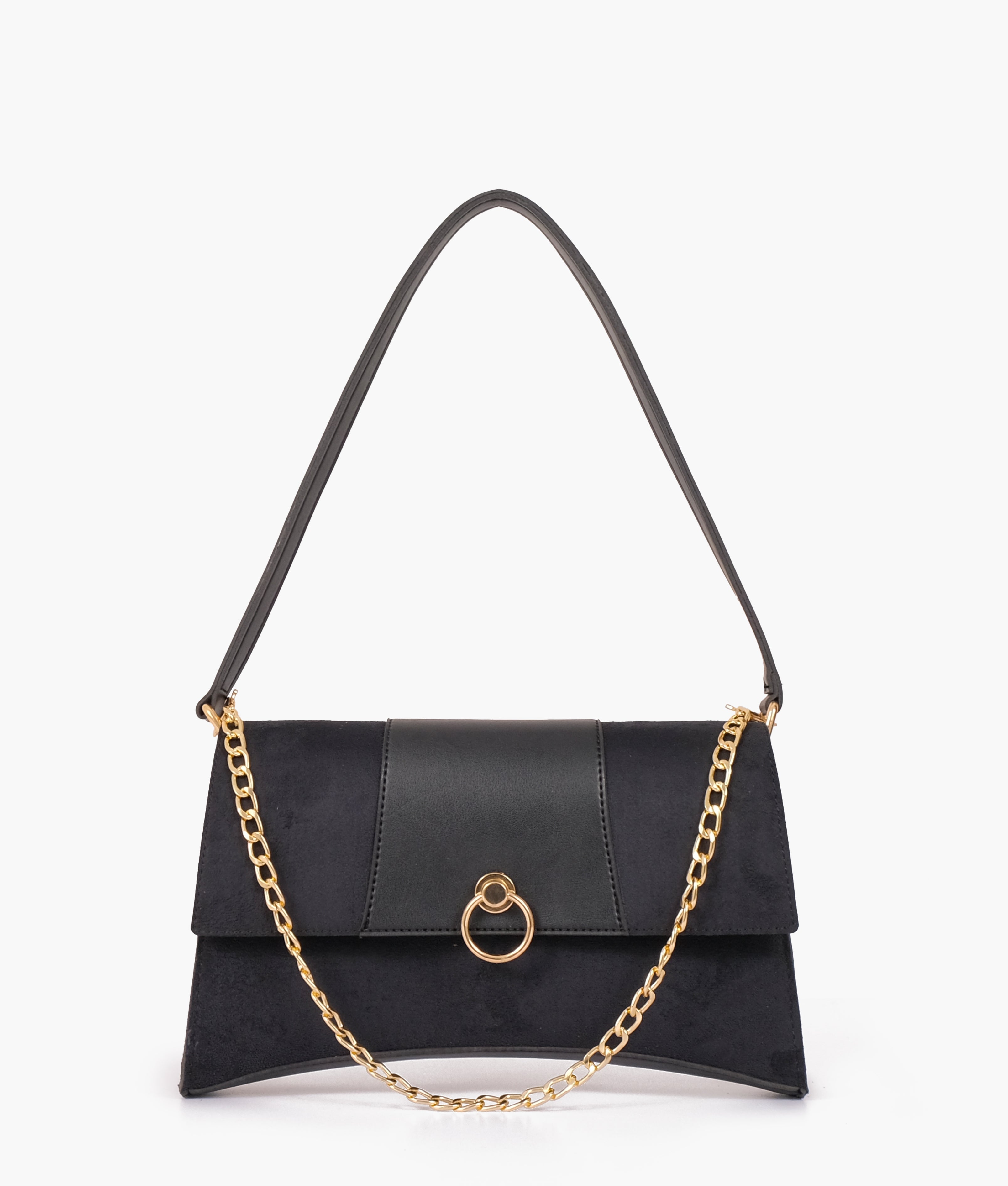 RTW Creation - Black suede buckle envelope bag