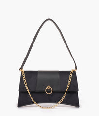 RTW Creation - Black suede buckle envelope bag