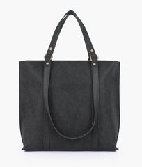 RTW Creation - Black mocha suede double-handle tote