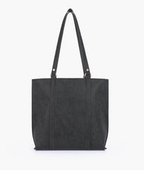 RTW Creation - Black mocha suede double-handle tote