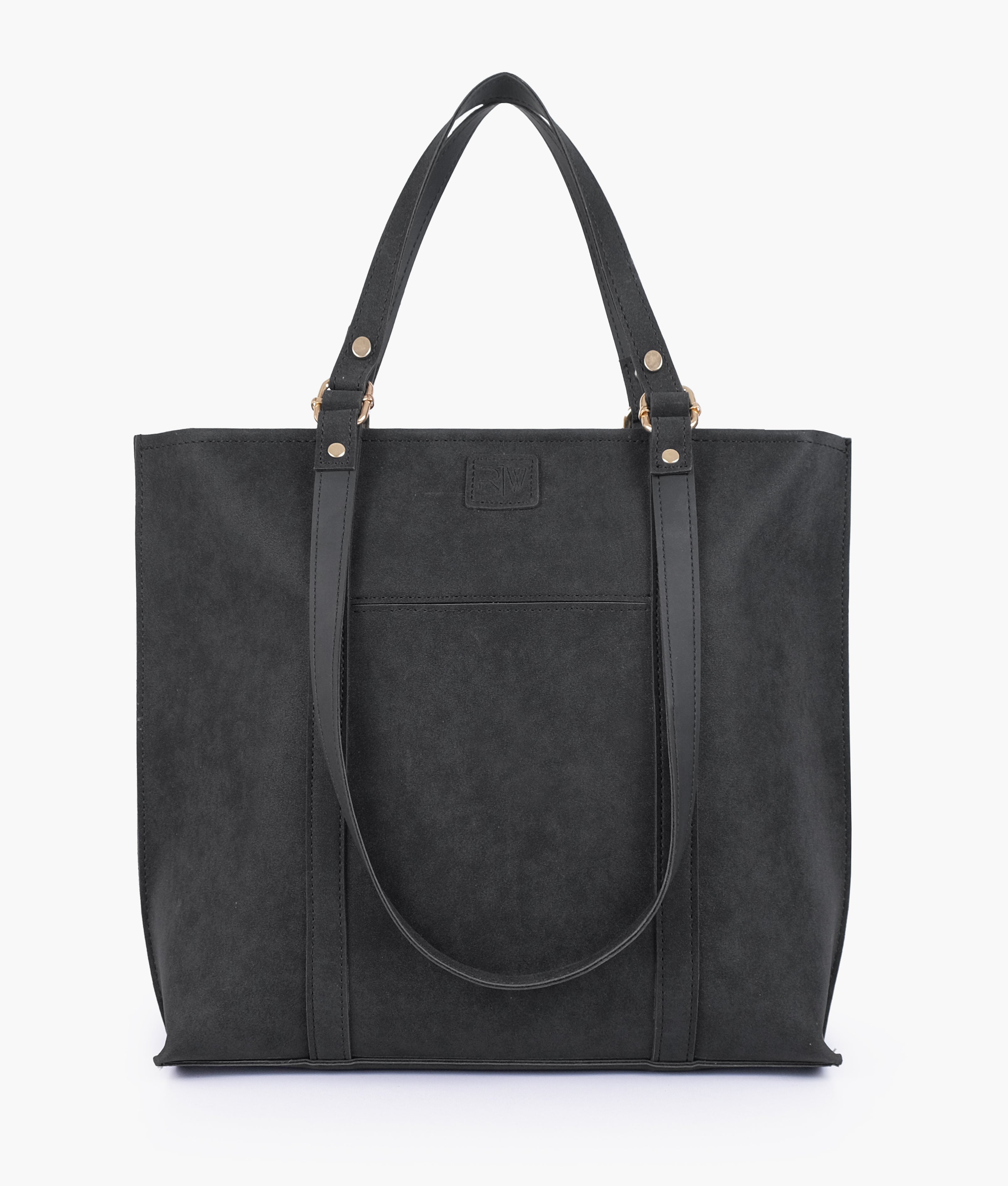 RTW Creation - Black mocha suede double-handle tote