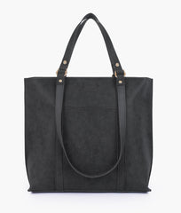 RTW Creation - Black mocha suede double-handle tote