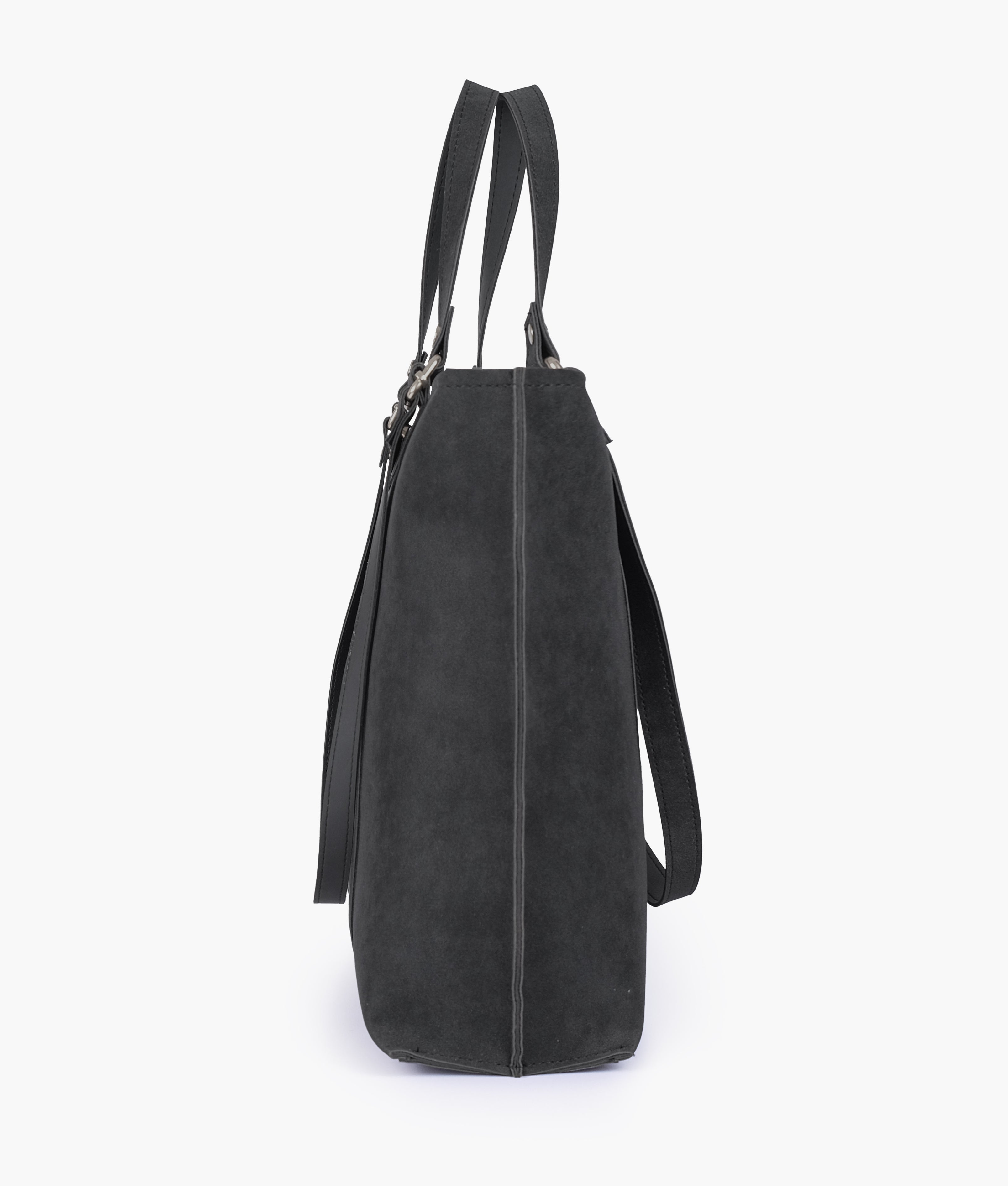 RTW Creation - Black mocha suede double-handle tote