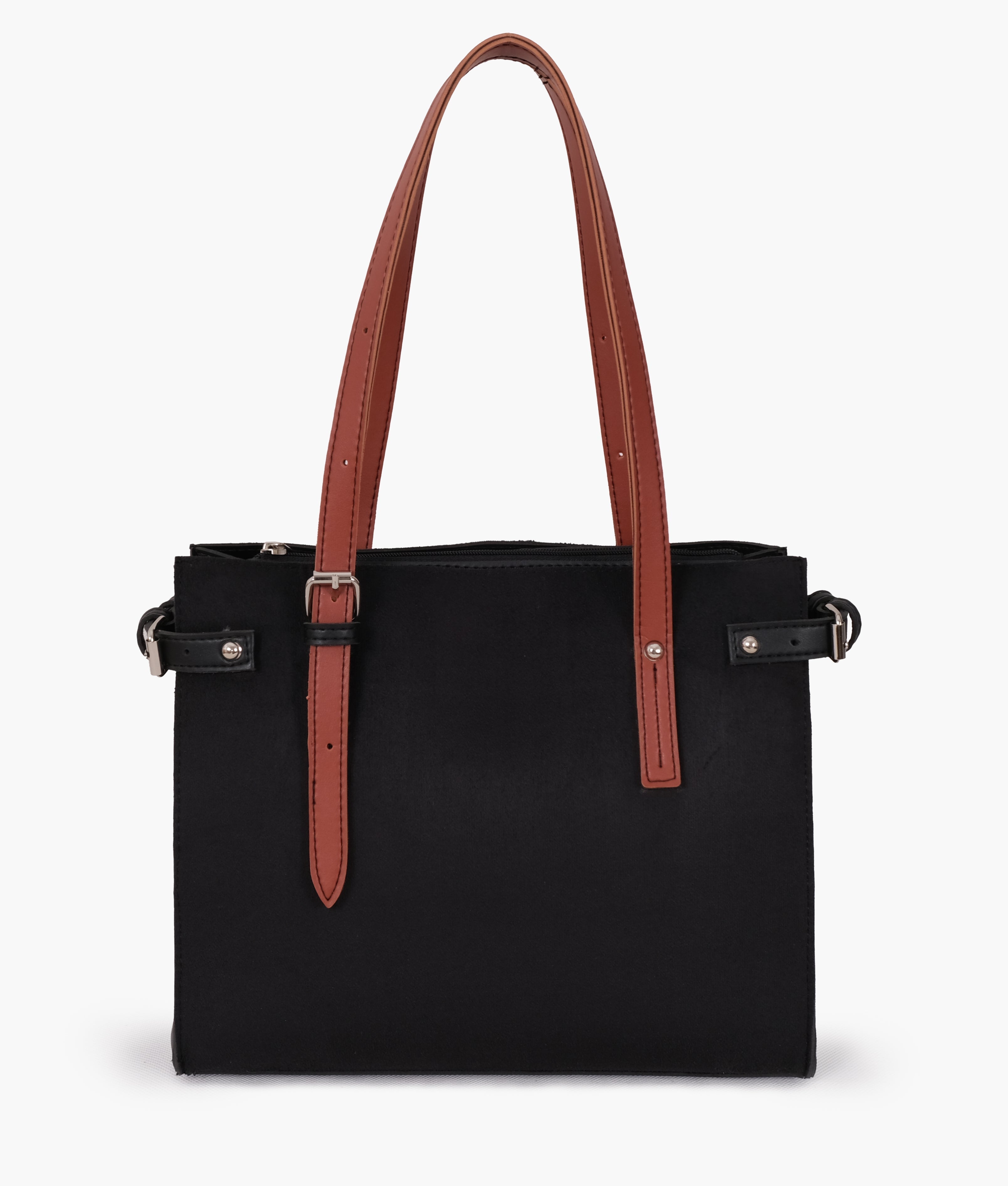 RTW Creation - Black suede satchel tote bag