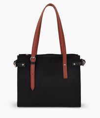 RTW Creation - Black suede satchel tote bag
