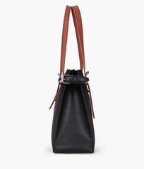 RTW Creation - Black suede satchel tote bag