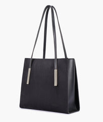 RTW Creation - Black suede zipper shoulder bag with long handle