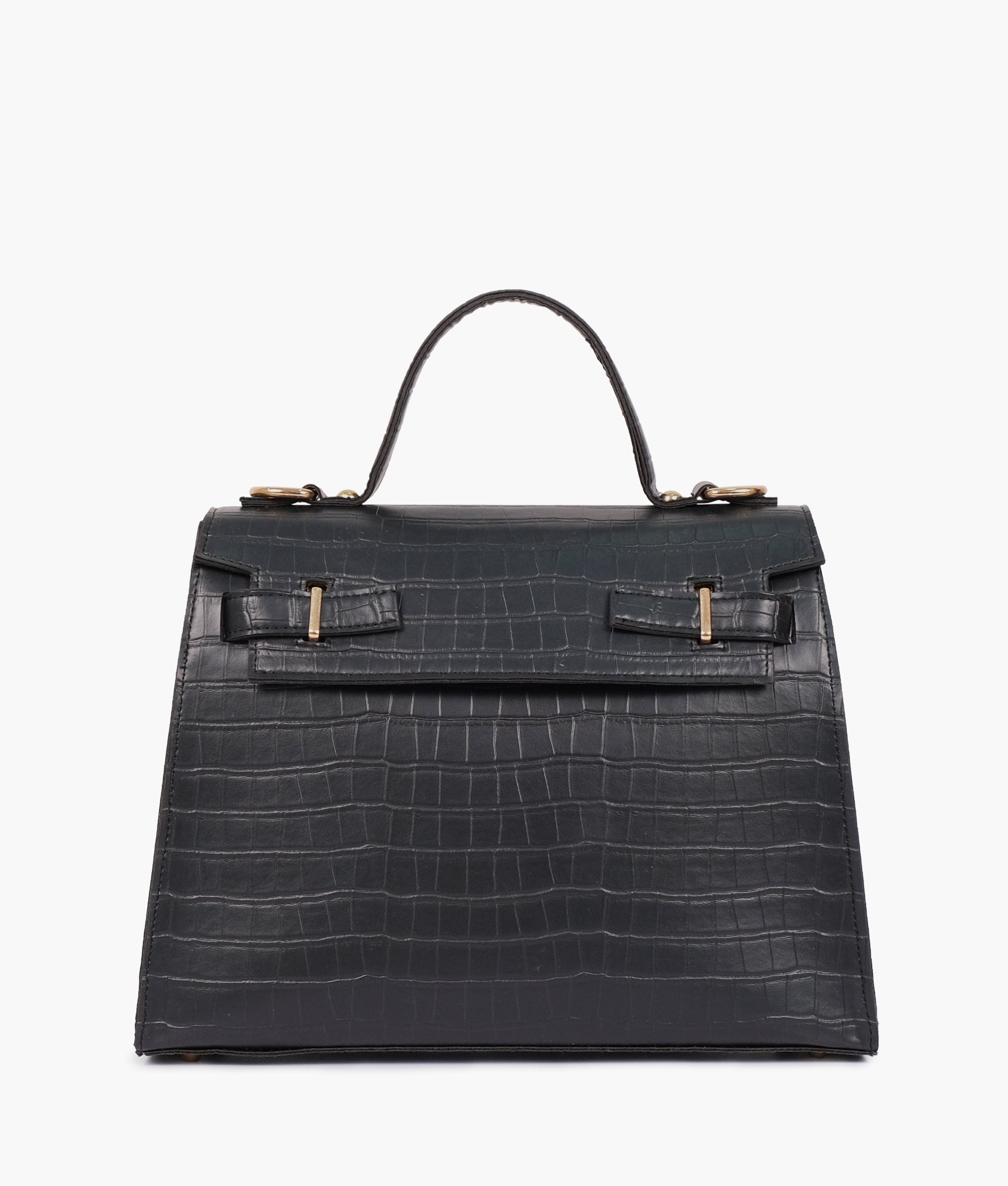 RTW Creation - Black top-handle crocodile mini bag