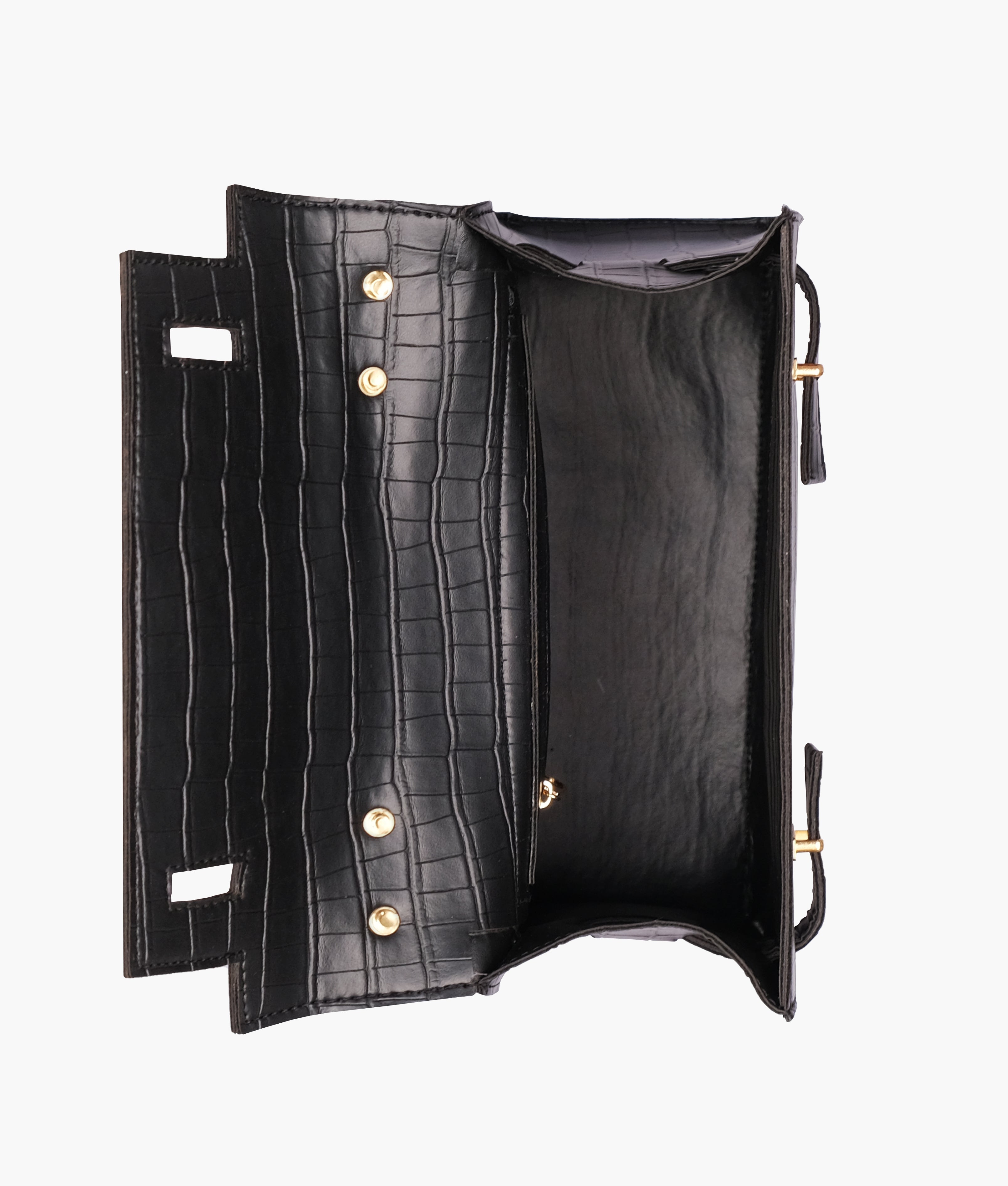RTW Creation - Black top-handle crocodile mini bag