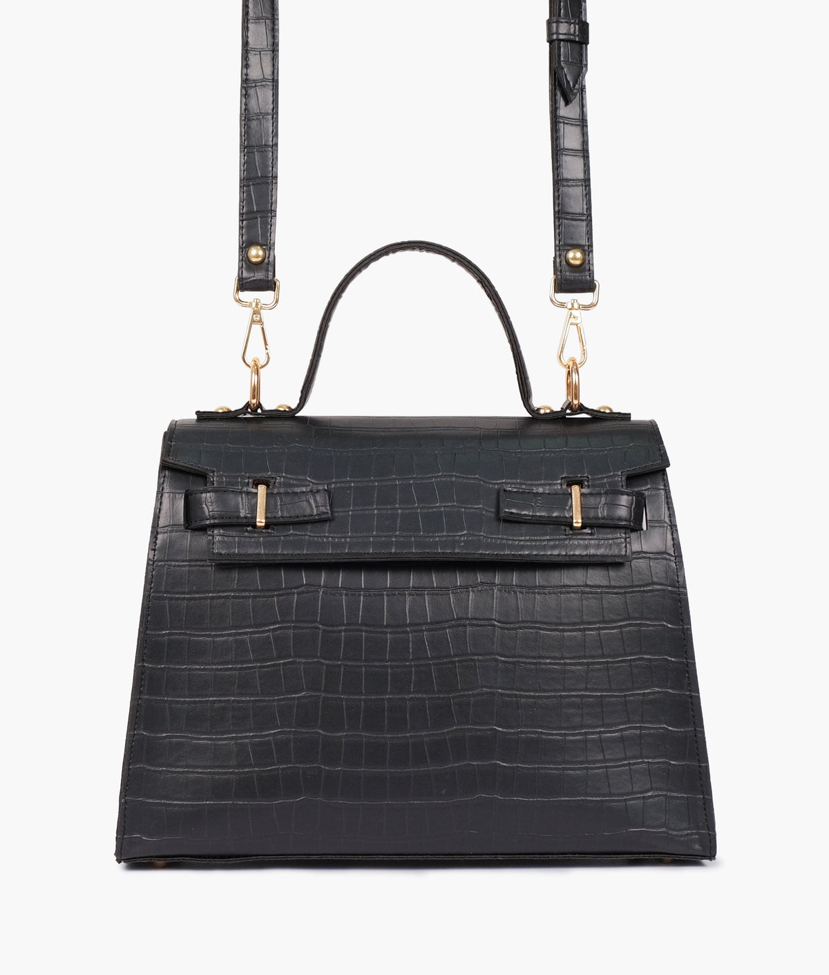 RTW Creation - Black top-handle crocodile mini bag