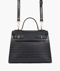 RTW Creation - Black top-handle crocodile mini bag