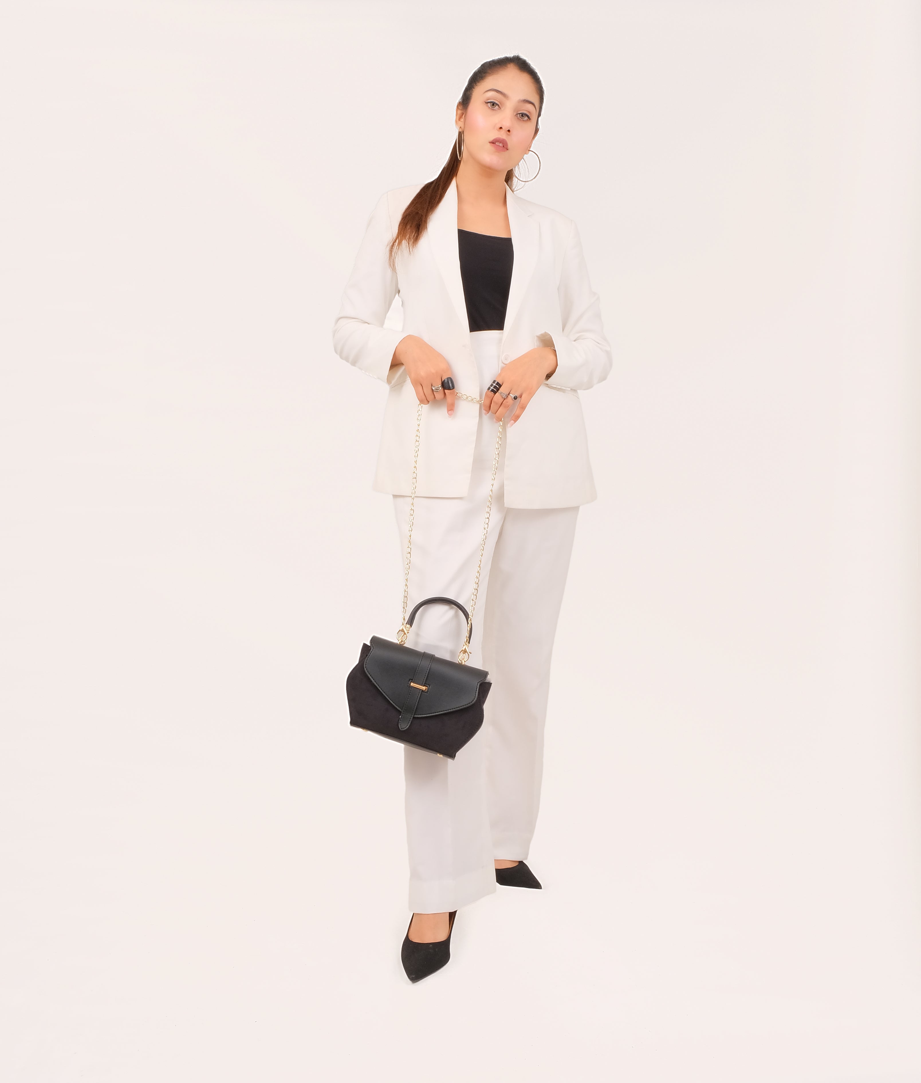 RTW Creation - Black top-handle hexagon bag