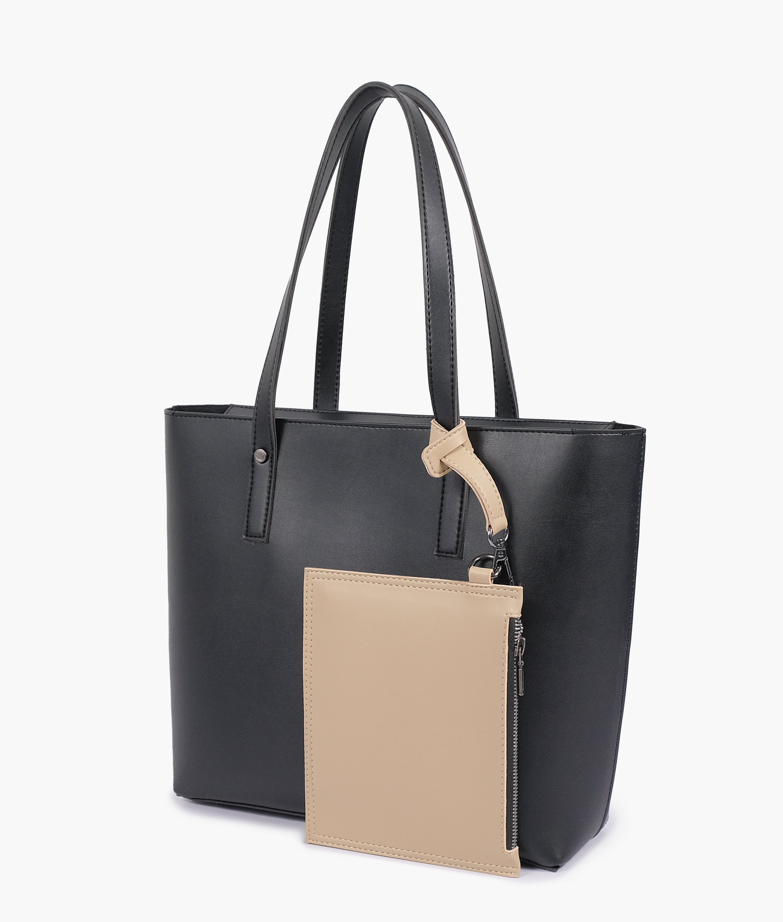 RTW Creation - Black tote bag with detachable pouch