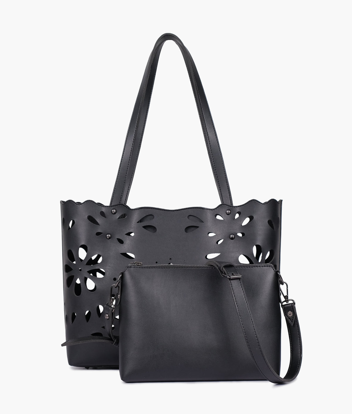 RTW Creation - Black two-piece floral tote