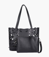 RTW Creation - Black two-piece floral tote