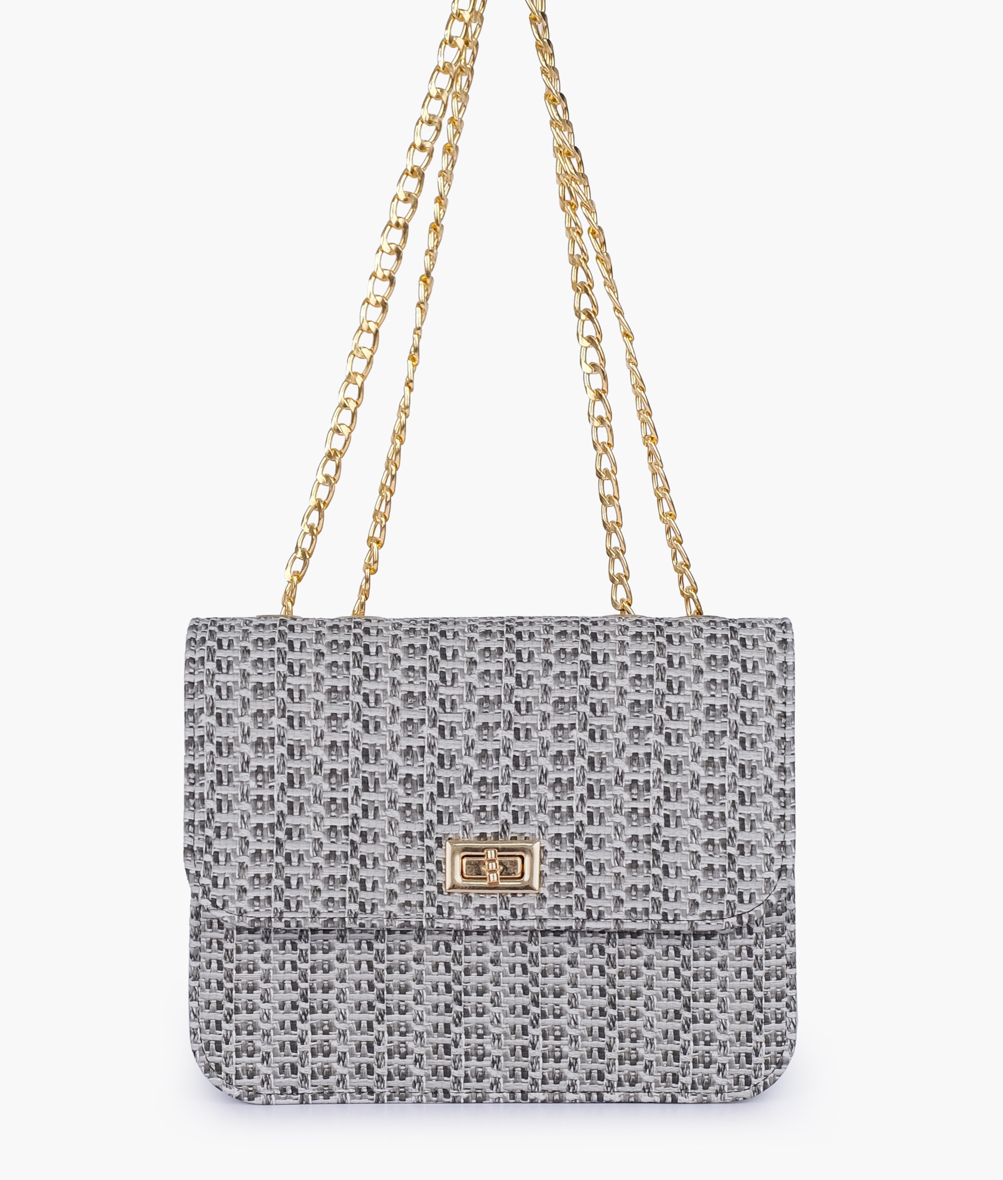 RTW Creation - Black woven chain cross-body bag