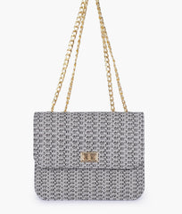 RTW Creation - Black woven chain cross-body bag