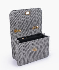 RTW Creation - Black woven chain cross-body bag