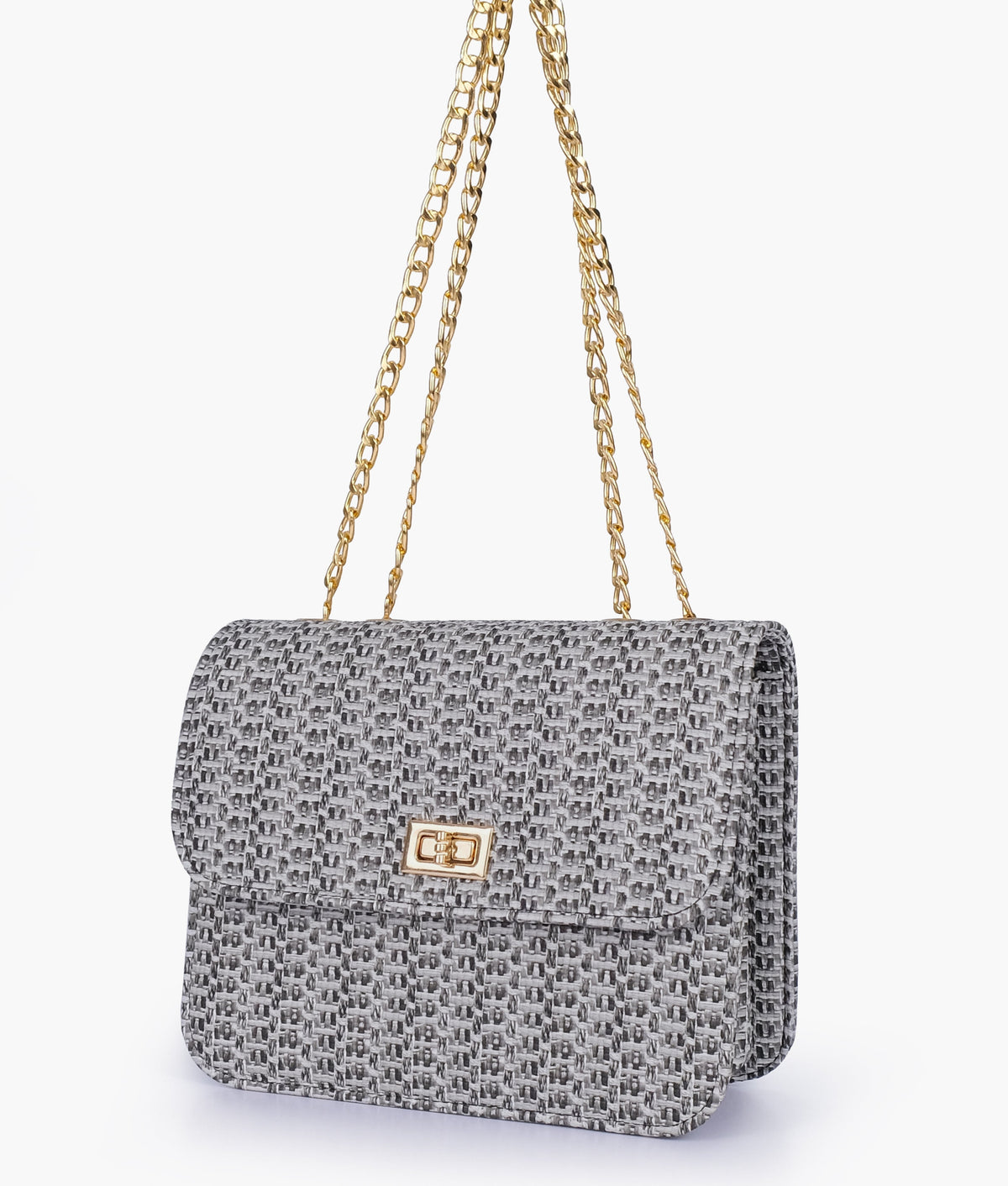 RTW Creation - Black woven chain cross-body bag