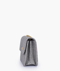 RTW Creation - Black woven chain cross-body bag