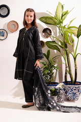 Classic black cotton suit for girls â?? simple, elegant & timeless. 