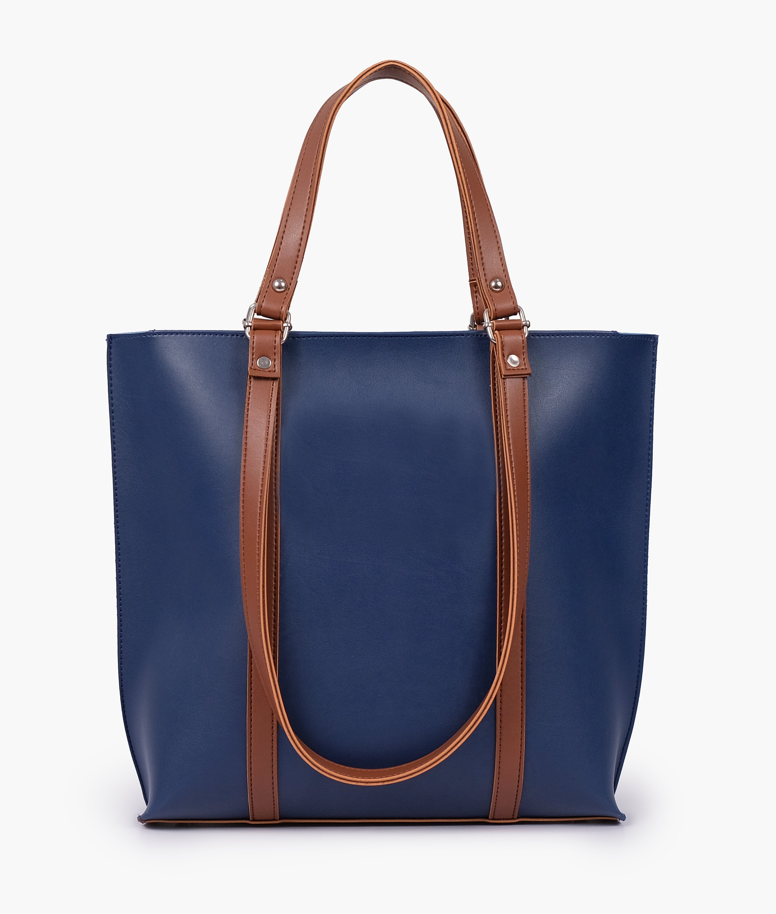 RTW Creation - Blue and brown double-handle tote bag